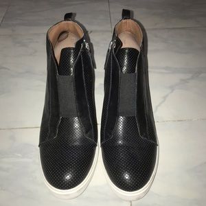 Linea Paolo Wedge Boot - Black Leather